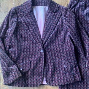 Vintage Stephen Casuals Mauve and Black Patterned 1970’s Suit